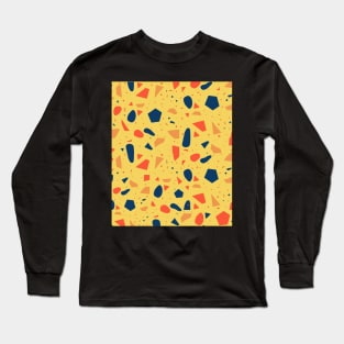 Seamless  Blue and YellowTerrazzo Pattern Long Sleeve T-Shirt